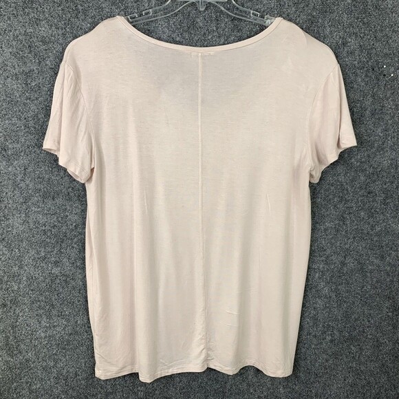 Halogen Stretch Short Sleeve Tee Women XXL Blush Pink Wide V-neck - Picture 6 of 9
